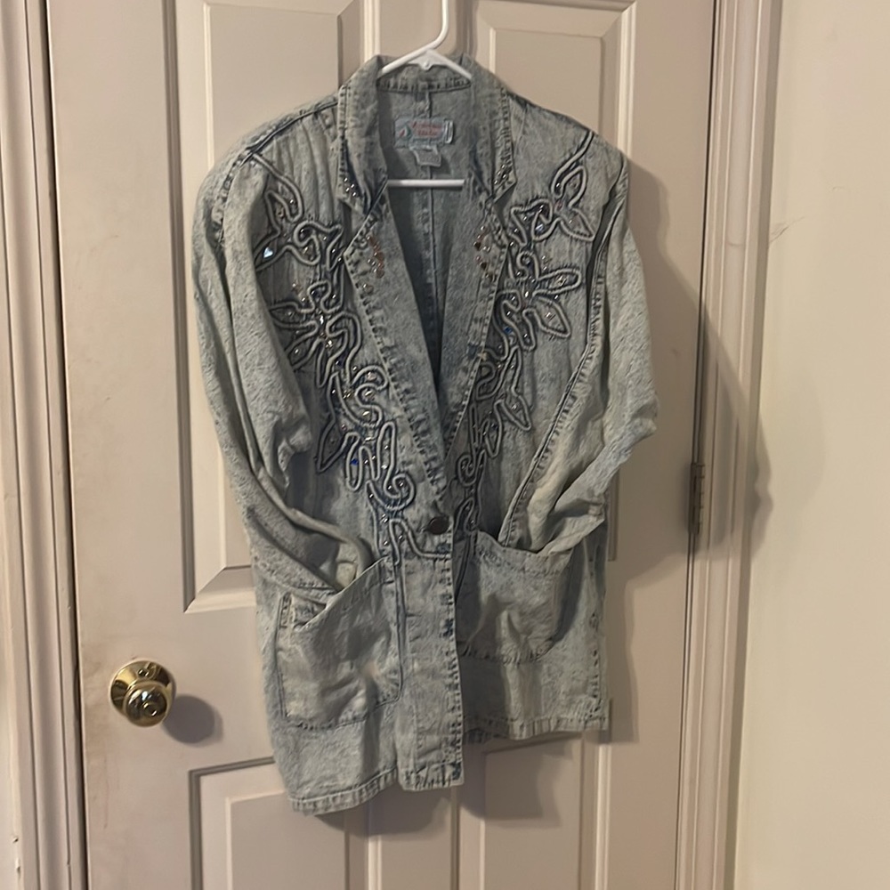 80s RARE Vintage Jeweled Denim Jacket - Andiamo Italia